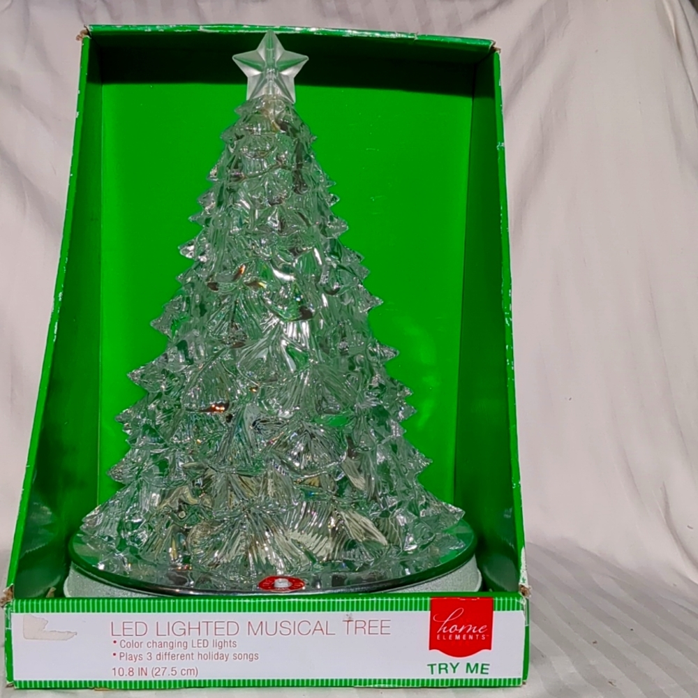 NIB LED lighted musical tree. Christmas holiday clear
